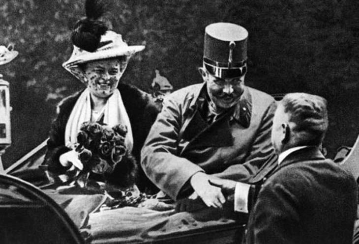 Archduke Franz Ferdinand with his wife on the day they were assassinated by Gavrilo Princip, 28 June 1914