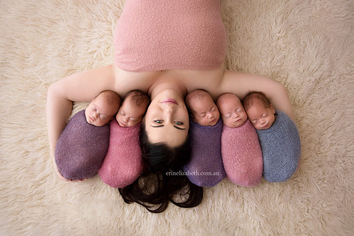 Most Adorable Photoshoot Of Mom And Newborn Quintuplets