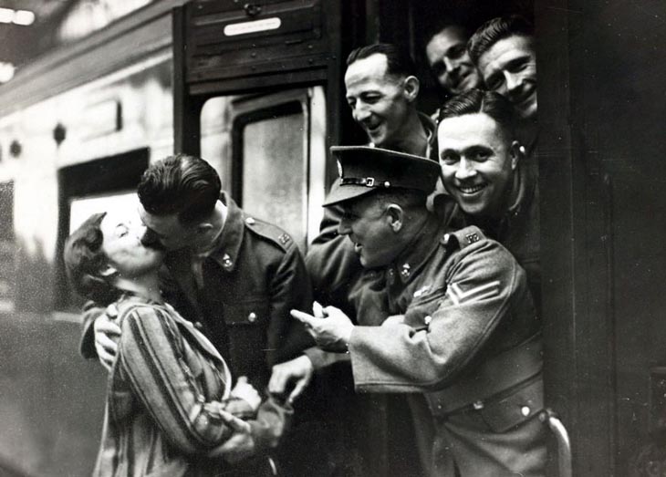 Comrades Heckle Soldier Kissing His Girlfriend Goodbye